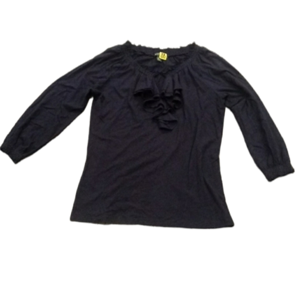 Lauren Ralph Lauren Blue Dark Academia Ruffled Shirt Size M